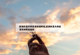 欧洲杯意大利首发预测阵容,欧洲杯意大利首发预测阵容最新